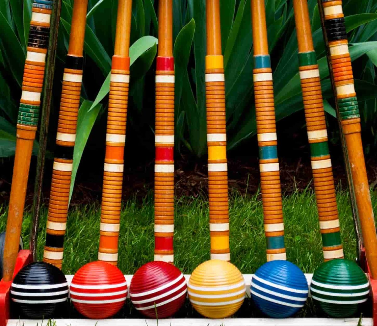 An image of croquet mallets displayed in different colors.